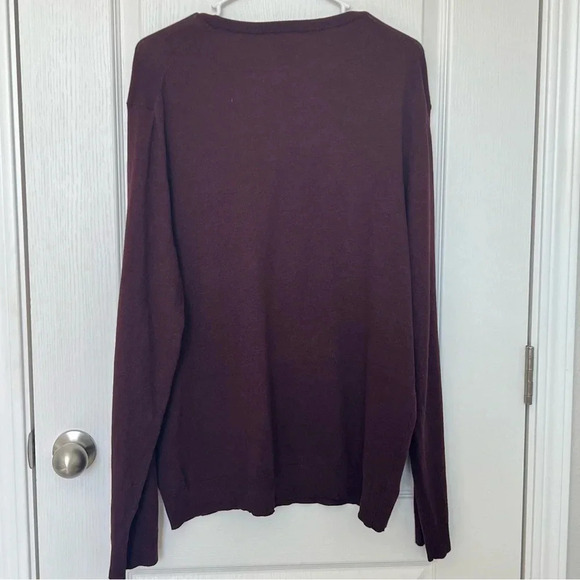 NWT Alfani Men’s VNeck Sweater Luxury Touch Lightweight HeatherMaroon Size L - Picture 3 of 10